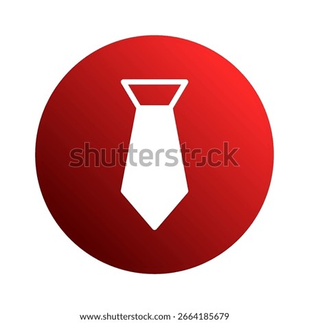 Stylish tie icon on red gradient circle, representing professional attire and formal wear design element symbol for various themes