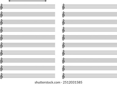Stylish title, decorative border, treble clef staff template material