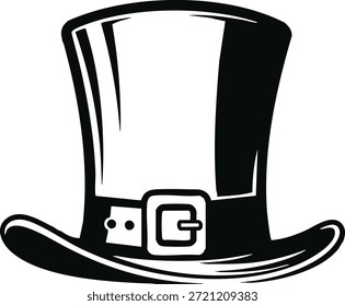 Stylish top hat with elegant buckle and curved brim