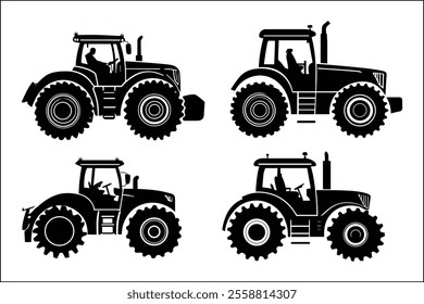 Stylish Tractor Graphics for Farming Artworks
