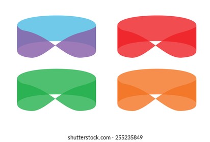 Stylish transparent logo.Bright and colorful.Mobius loop. Red, green, orange and purple one. Vector