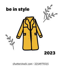 stylish trench coat, vector postcard be in style.
