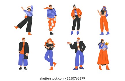 Stylish and Trendy Fashion Characters Depicted in Bold and Vibrant Artistic Styles