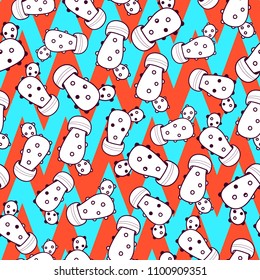 Stylish and trendy hand drawn cactus retro style seamless pattern vector