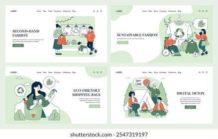 Stylish and trendy illustrations that actively promote ecofriendly practices and sustainable shopping habits