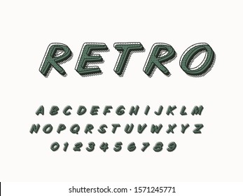 Stylish trendy logotype Retro Bar. 3D colorful Font. Vintage style bright Alphabet Letters, Numbers and Symbols