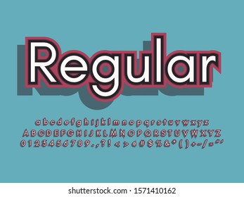 Stylish trendy logotype Retro Bar. 3D colorful Font. Vintage style bright Alphabet Letters, Numbers and Symbols