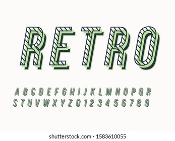 Stylish trendy logotype Retro Bar. 3D colorful Font. Vintage style bright Alphabet Letters, Numbers and Symbols