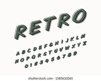 Stylish trendy logotype Retro Bar. 3D colorful Font. Vintage style bright Alphabet Letters, Numbers and Symbols