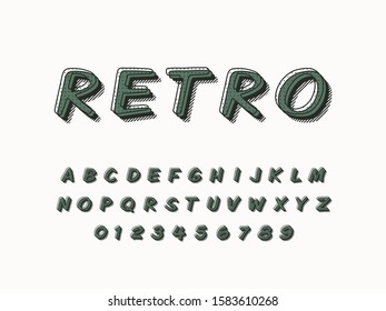 Stylish trendy logotype Retro Bar. 3D colorful Font. Vintage style bright Alphabet Letters, Numbers and Symbols