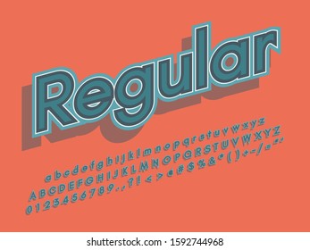 Stylish trendy logotype Retro Bar. 3D colorful Font. Vintage style bright Alphabet Letters, Numbers and Symbols