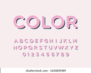 Stylish trendy logotype Retro Bar. 3D colorful Font. Vintage style bright Alphabet Letters, Numbers and Symbols