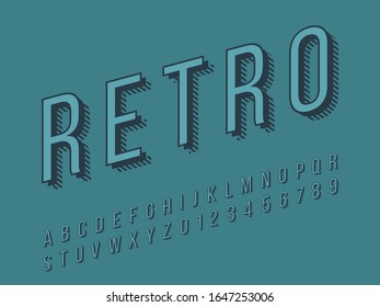 Stylish trendy logotype Retro Bar. 3D colorful Font. Vintage style bright Alphabet Letters, Numbers and Symbols