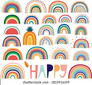 Stylish trendy rainbows vector illustrations	