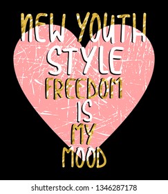 Stylish trendy slogan tee t-shirt graphics print vector illustration design