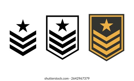 Elegante distintivo de correção militar de linha triangular