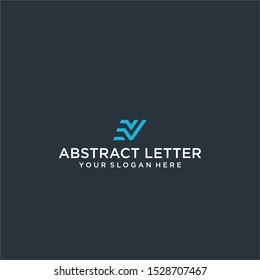 stylish and triangular shaped EV initial logo