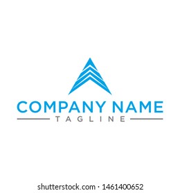 stylish and triangular shaped A MEDIA initial logo