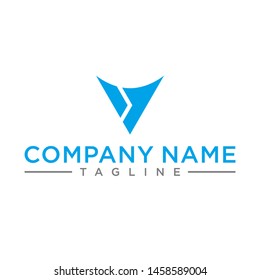 stylish and triangular shaped V MEDIA initial logo