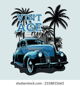 stylish t-shirt and apparel abstract design for cars . Vector print, typography, poster. Global swatches, classic car
