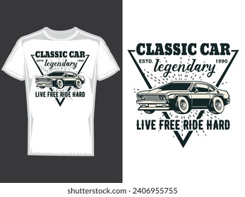 stylish t-shirt and apparel abstract design for cars. Vector print, typography, poster. Global swatches, vintage classic car t-shirt design