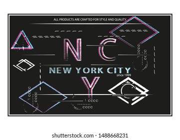 Stylish t-shirt and apparel trendy design. New York typography for t-shirt print. Athletic t-shirt graphics. Vector illustration.
