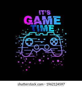 Stylish t-shirt and apparel trendy design with it's game time, typography, print, vector illustration. Global swatches