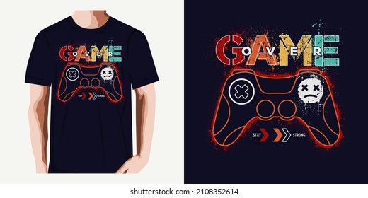 Stylish t-shirt and apparel trendy design game pad, typography, print, vector illustration. Global swatches.