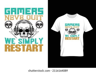 Stylish t-shirt and apparel trendy design with a glitchy gamepad, typography, print, vector illustration. Global swatches. Vector joysticks gamepad illustration with slogan text, for t-shirt prints