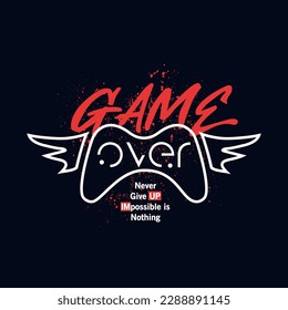 Stylish t-shirt and apparel trendy design with game pad, typography, print, vector illustration. Global swatches.