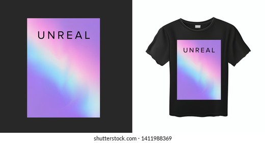 Stylish t-shirt and apparel trendy holographic futuristic vaporwave design, typography, print, vector illustration.  