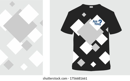 Stylish t-shirt and clothes trendy design with Abstract composition with black and white circles and the inscription are you. Inter atomic or planetary energy interaction. Limited color palette. 