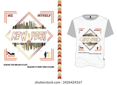  stylish t-shirt design with New York City, typography, print, vector  
 Illustrator. Global swatches.
