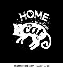Stylish T-shirt for print. The inscription, saying can be used as a logo, a drawing for a card, a unique design, lettering. Made in monochrome colors. Trend, hipster background. Old, scratched letters