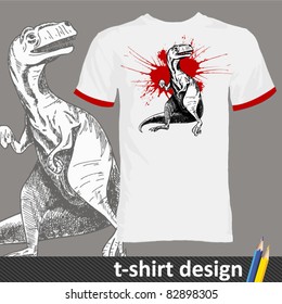 stylish t-shirt with a Tyrannosaurus - hand-drawn illustration