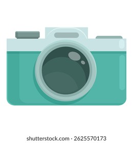 Elegante câmera turquesa incorporando a essência da fotografia
