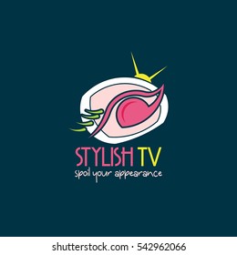 Stylish TV Logo Design Template. Flat style