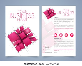 Stylish two page business brochure, template or flyer presentation with abstract design and place holders for your content.
