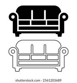 Stylish Two-Seater Sofa Icon in Solid and Outline Styles