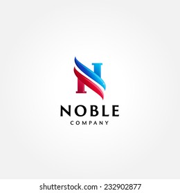 Stylish typographic logo template | Letter N Symbol | shiny icon template | corporate identity