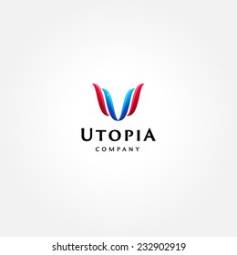 Stylish typographic logo template | Letter U Symbol | shiny icon template | corporate identity