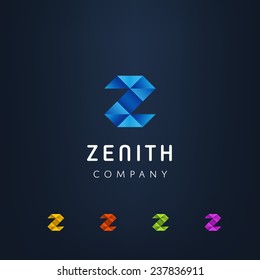 Stylish typographic origami logo template | Letter Z Symbol | shiny icon template | corporate identity
