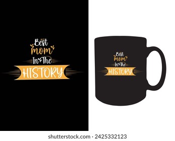 Stylish typography print for mug design. Romantic retro style background design.