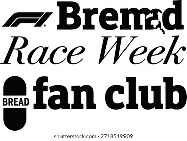 A stylish typography t-shirt design featuring the Bremad Race Week Fan Club logo. Perfect for motorsport enthusiasts and fan club members.