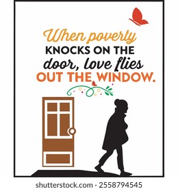 "Stylish Typography T-Shirt - Love Flies Out the Window Quote"