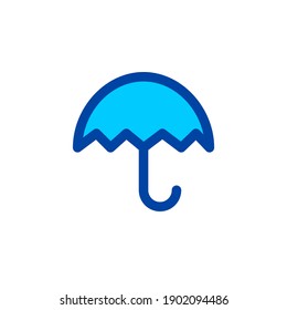 Stylish umbrella icon in blue color. Pixel perfect icon. Vector