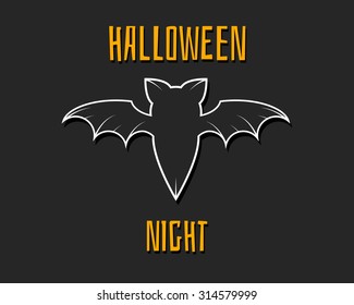 Stylish unique bat. Happy Halloween night card. Background, poster and banner. Flat design for celebration holiday. Vector illustration