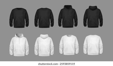 Stylish Unisex Hoodie. Front and Back View. Sports hoodies. Cozy clothes.