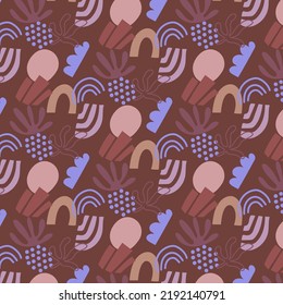 Stylish universal seamless pattern with minimalist shapes. Boho style vector texture in pastel colors for design and print.