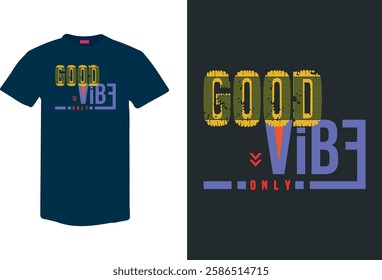 A stylish and uplifting "Good Vibes Only" T-shirt design featuring a decorative arrow. Perfect for those who embrace positivity, good energy, and a free-spirited lifestyle. Ideal for casual wear.